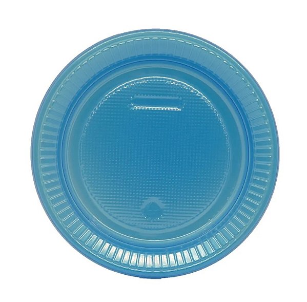 Prato Descartável de Plástico Neon Azul 15cm com 10 Unidades - Bello