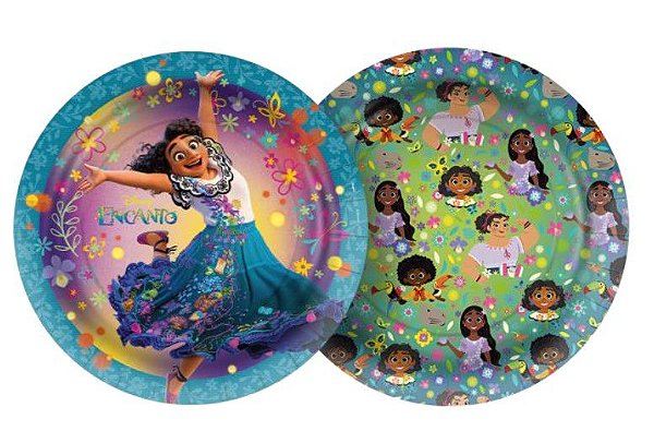 Prato Descartável de Papel 18cm Festa Encanto Disney com 12 Unidades - Ref 118163.7 Regina