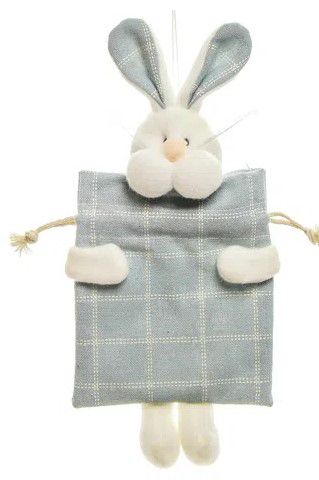 Bolsinha Saquinho de Páscoa Xadrez Azul Coelho Sensação 23x9.5cm - Ref 1823482 Páscoa Cromus