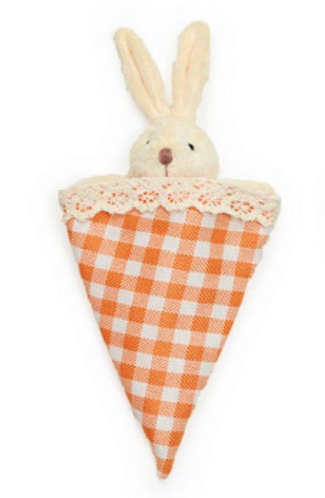 Bolsinha Formato Cone Para Doces com Coelho Estampa Laranja Verde 27x14cm - Ref 1721154L Cromus