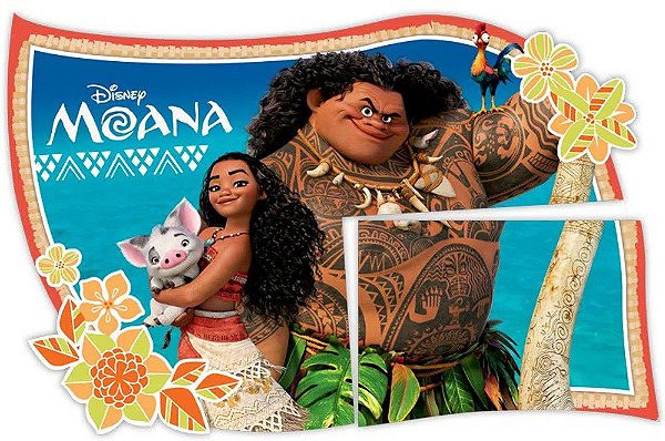 Painel Decorativo 4 Laminas Festa Moana 126x88cm com 1 Unidade - Ref 111734.3 Regina