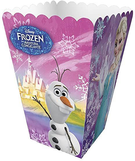 Mini Caixa Para Pipoca Festa Frozen 11x7cm com 12 Unidades - Ref 101854.0 Regina(out)