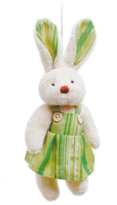 Mini Coelha de Pelúcia com Vestido Listrado Verde 20cm - Ref 1220372 Páscoa Cromus