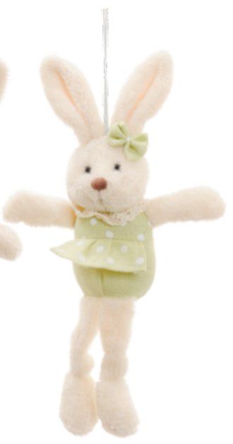 Mini Coelha de Pelúcia Perna Comprida Vestido Verde Poá 21cm - Ref 1321063 Páscoa Cromus