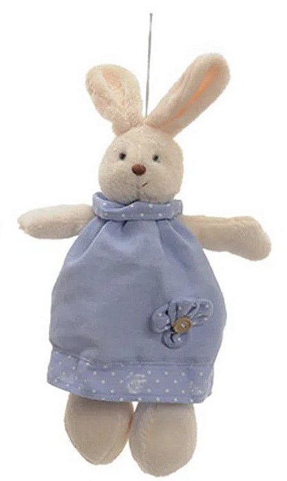 Mini Coelha de Pelúcia com Vestido Azul com Flor 28cm - Ref 1321090 Páscoa Cromus