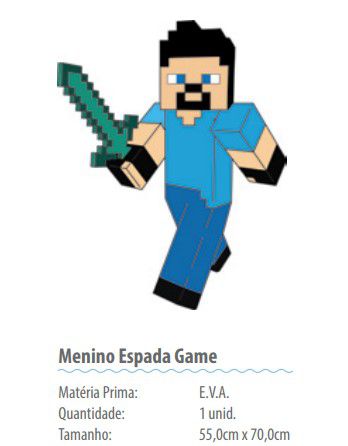 Painel Decorativo de E.V.A Menino Game com Espada 55x70cm - Ref GM0205 - Grintoy