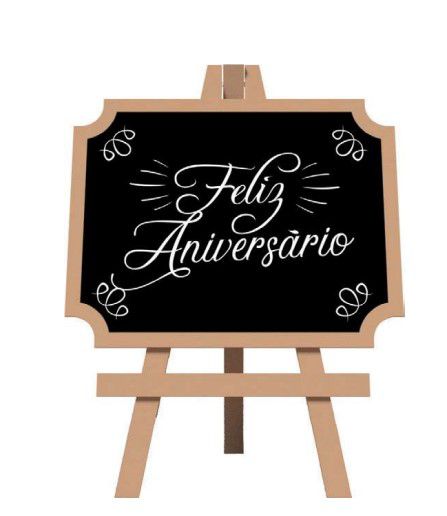 Lousa Decorativa de MDF Formato Retangular Feliz Aniversário 22x30cm - Ref DC0011 - Grintoy