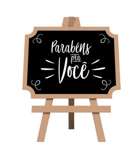 Lousa Decorativa de MDF Formato Retangular parabéns pra Você 22x30cm - Ref DC0010 - Grintoy