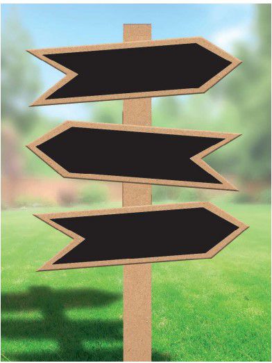 Placa De MDF para Jardim Setas Lousa 55x25cm - Ref DC0073 Grintoy