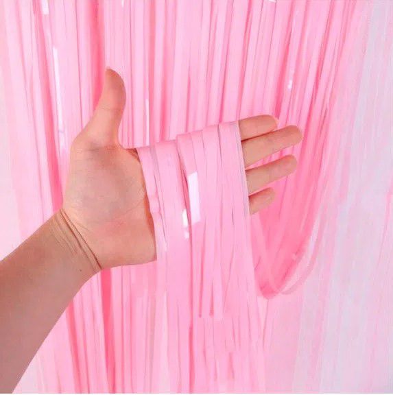Cortina Decorativa Fosca Rosa Bebê 1X2m- CCS Decorações 7908267354795
