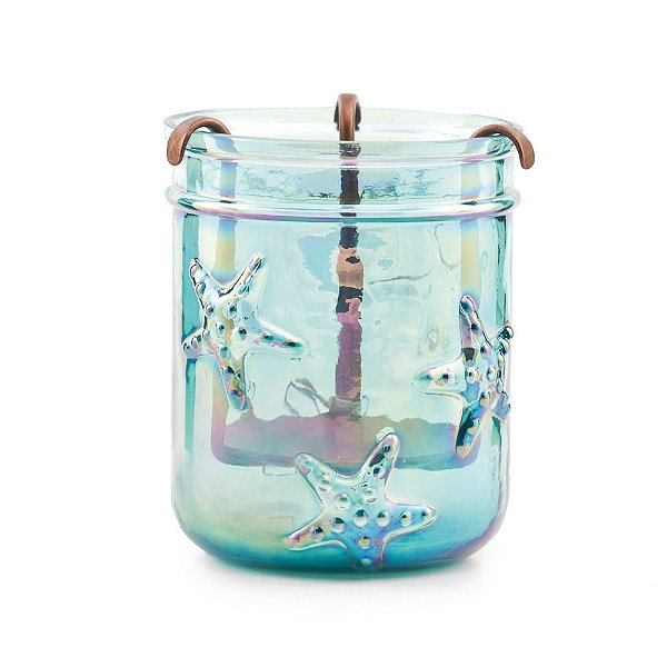 Vaso de Vidro com Porta Vela Estrela do Mar - Coleção Los Cabos - Ref 1592810 Cromus
