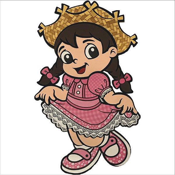 Painel Decorativo de E.V.A Menina Morena com Vestido Caipira - Ref 204106 - Piffer