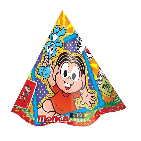 Chapéu de Aniversário Festa Mônica Retrô com 8un - Festcolor Promo