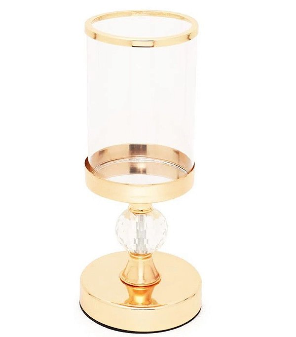 Castiçal de Vidro Dourado com Borda 28x12cm - Home Decor - Ref 1921077 - Cromus