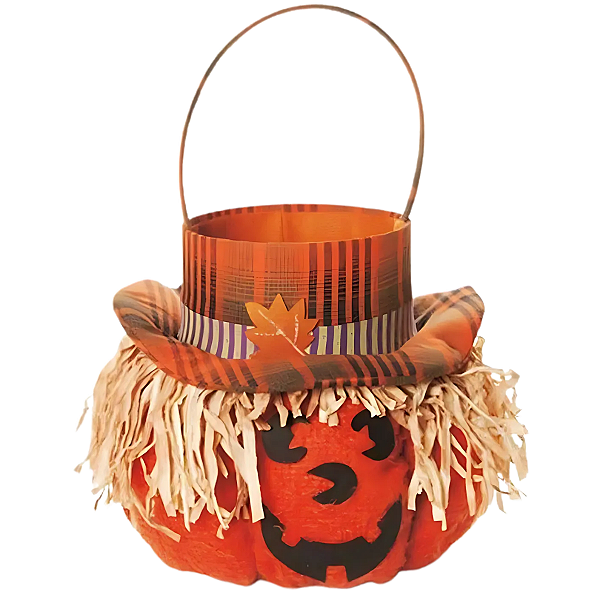 Cesta de Abobora 35x22cm - Festa Halloween - Ref 1413381 Cromus