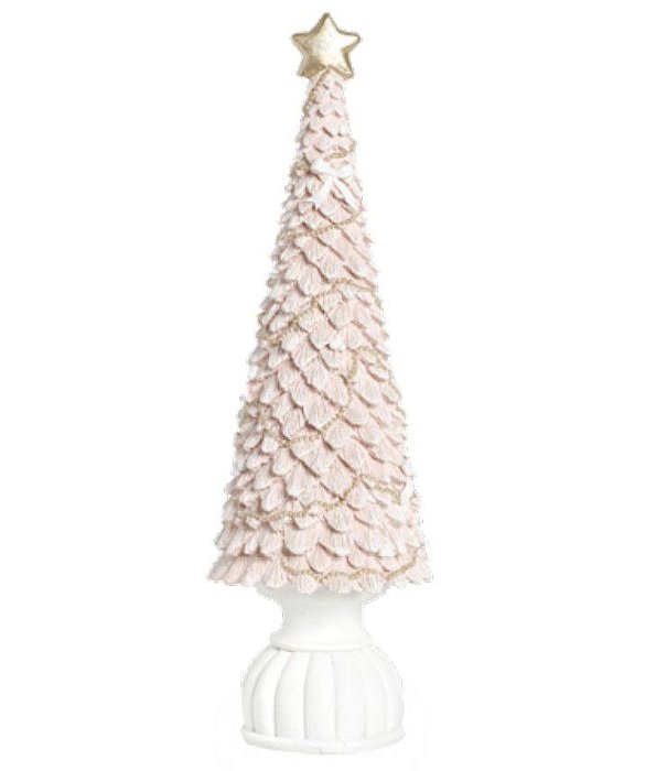 Pinheiro de Resina Nevado Branco e Rosa 36x11x11cm - Coleção Classiques - Ref 1209260 Cromus