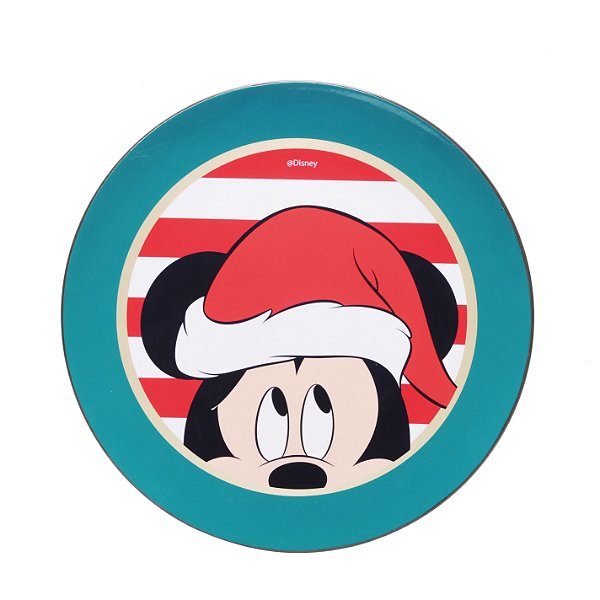 Sousplat Natal Mickey com Gorro Noel 33cm com 1 Unidade - Natal Disney - Ref 1027311 Cromus