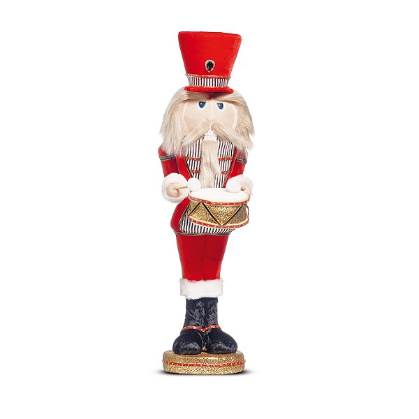 Soldado de Chumbo Vermelho Natal Veludo com Tambor 60cm - Coleção Xmas Parade - Ref 1595155 Cromus