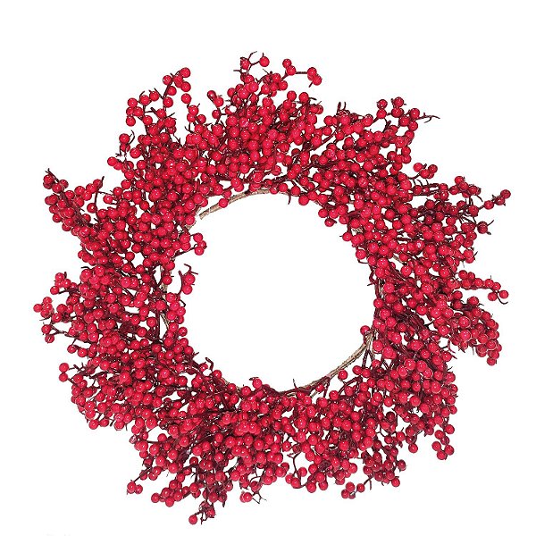 Guirlanda de Natal Azevinhos Vermelhos 40x40cm - Ref 1208548 Cromus