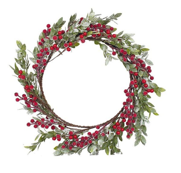 Guirlanda de Folhas e Frutas Vermelhas 45cm - Ref 1024035 Cromus