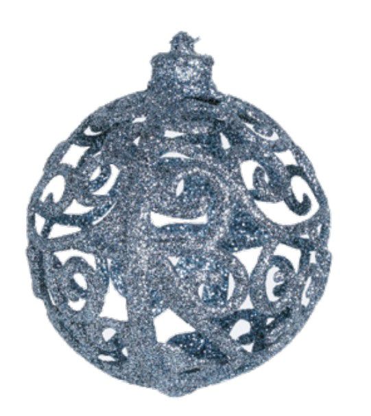 Bola de Natal Arabesco Vazada Cinza 8cm Jogo com 6 Unidades - Ref 1205566 Cromus