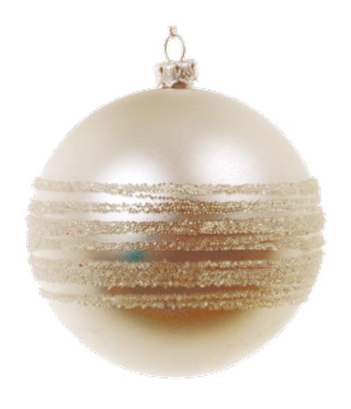 Bola de Natal Prata com Listras de Glitter 8cm Jogo com 6 Unidades - Ref 1112973 Cromus