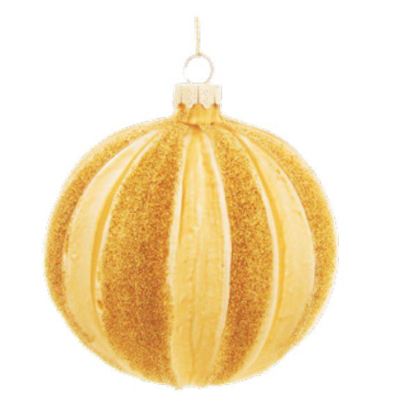 Bola de Natal de Vidro Gomos Dourado 8cm Jogo com 4 Unidades - Ref 1211340 Cromus