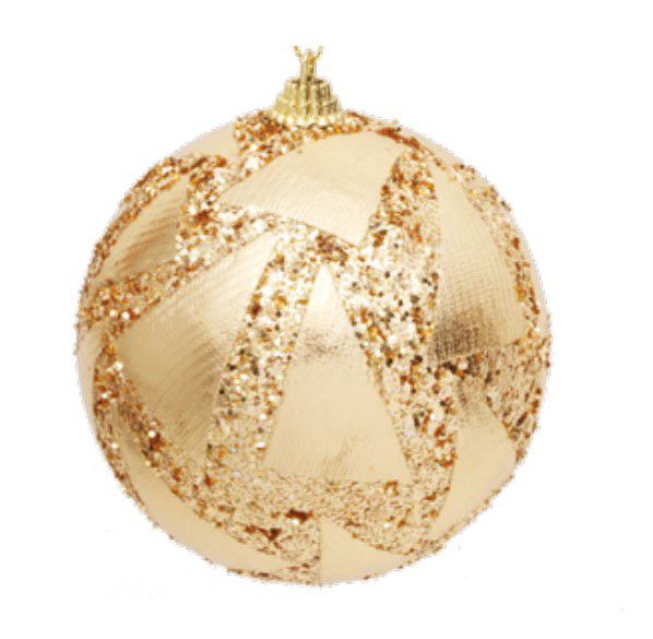 Bola de Natal com Quadrados Ouro 8cm Jogo com 6 Unidades - Ref 1241944 Cromus