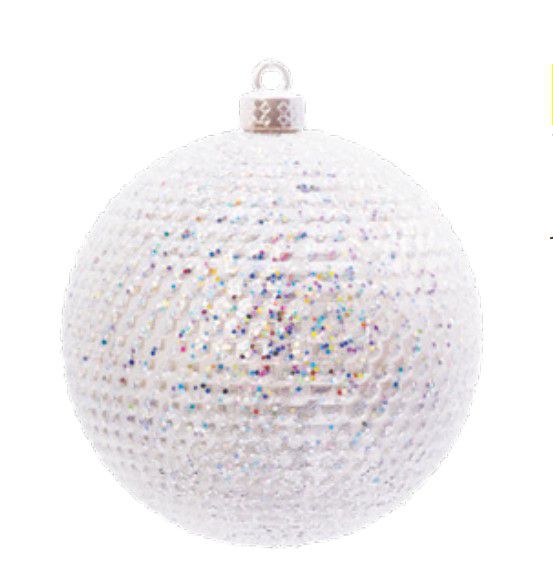 Bola de Natal Branca com Escamas Prata 8cm Jogo com 6 Un - Ref 1241952 Cromus