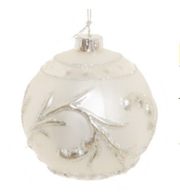 Bola de Natal de Vidro Galhos Prata 8cm Jogo com 4 Un - Ref 1312029 Cromus