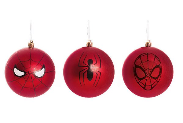 Bola de Natal Spiderman 3 Estampas Vermelho 8cm Jogo com 4 Unidades - Ref 1350801 Cromus