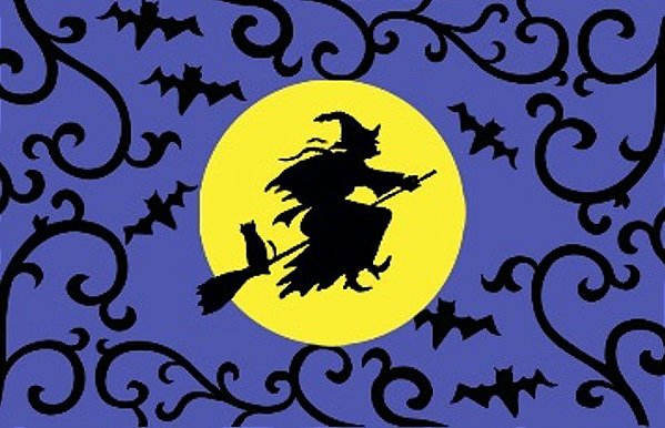 Tapete Capacho Bruxa Voando 40x60cm - Halloween - Cromus