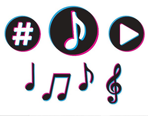 Kit Painel de E.V.A Festa Play Music Notas Musicais com 7 unidades - Grintoy
