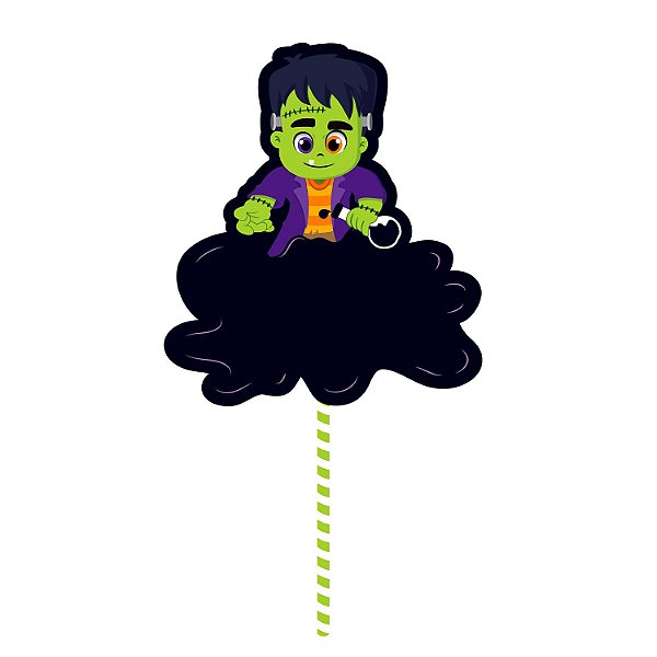 Pick Decorativo Topo de Bolo Frankstein Cute - Halloween - Ref 205175 - Piffer