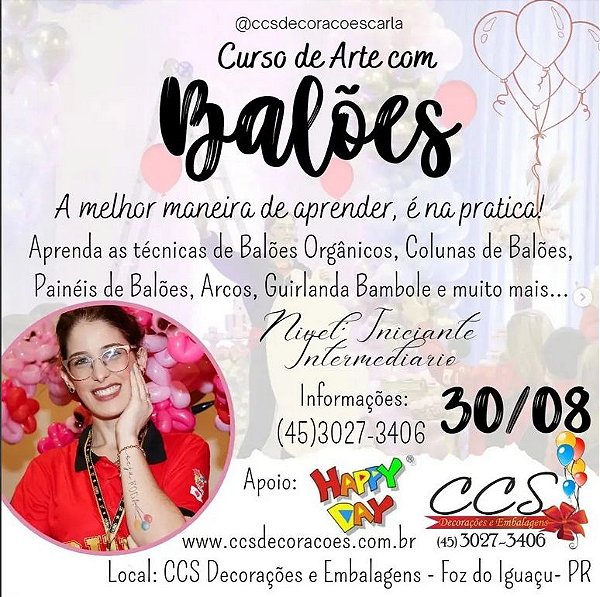 Curso de Arte Com Balões Nivel Iniciante / Intermediário - 100% PRATICO 30/08/2022