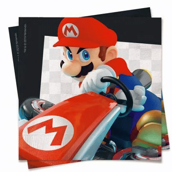 Guardanapo de Papel Decorado Festa Mario Kart 24,5x24,5 com 20 Folhas - Ref 29002581 Cromus