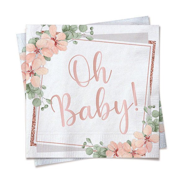 Guardanapo de Papel Decorado Oh Baby Girl 24,5x24,5cm com 20 Folhas - Ref 29003065 Cromus