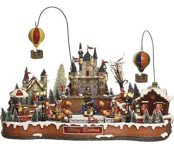 Enfeite de Resina Vila Natal com Balões Luz, Som e Movimento - Cenários em Movimento - Ref 1593034 Cromus