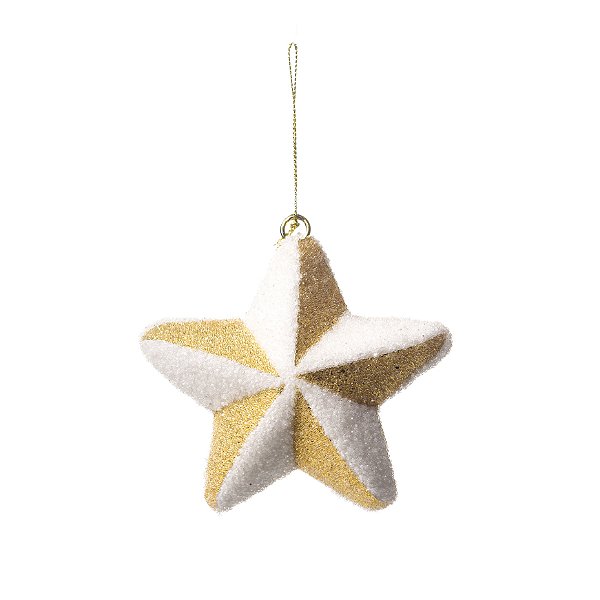 Enfeite Para Pendurar Estrela Branco e Dourado 10cm com 1 Unidade - Ref 1361461 Cromus