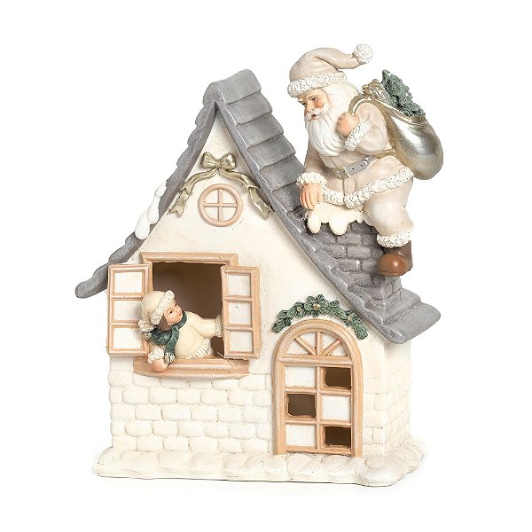 Cenário Papai Noel na Chaminé com Led 18x14x7cm - Coleção Classiques - Ref 1209278 Cromus