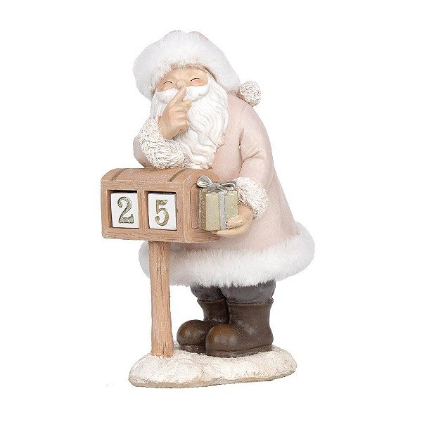 Enfeite de Resina Papai Noel Calendário 22x11x13cm - Coleção Classique - Ref 1018142 Cromus