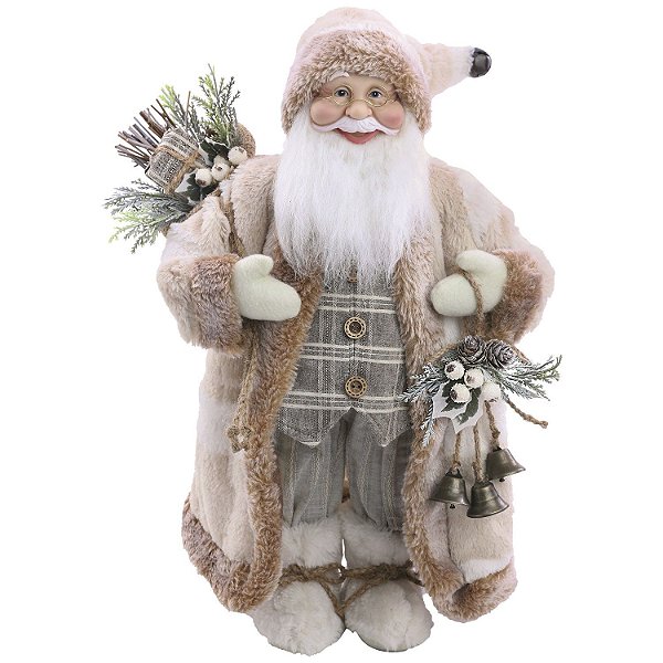 Papai Noel em Pé com Saco de Presentes e Sinos 45cm - Coleção Noeis - Ref 1108002 Cromus