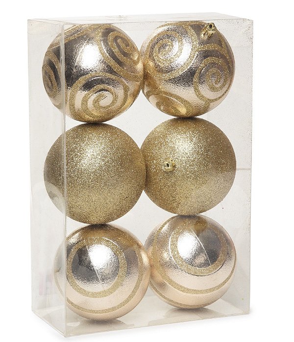 Bola de Natal com Arabescos 8cm Jogo com 6Un - Bolas Natalinas - Ref 1712644 Cromus