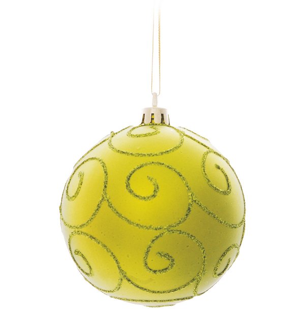 Bola de Natal Verde Claro com Arabescos 12cm Jogo com 2 Un - Bolas Natalinas - Ref 1440077 Cromus 7899363176575