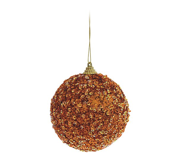 Bola de Natal Cobre com Paetê 10cm Jogo com 6Un - Bolas Natalinas - Ref 1510866 Cromus
