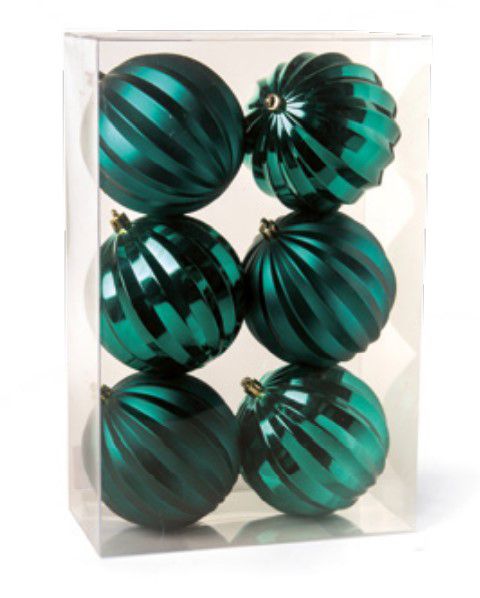 Bolas de Natal Gomos Fosca e Brilho Verde Esmeralda 8cm Jogo com 6Un - Bolas Natalinas - Ref 1640924 Cromus