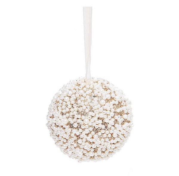 Bola de Natal Nude com Perolas 9cm com 1 Unidade - Bolas Natalinas - Ref 1208953 Cromus