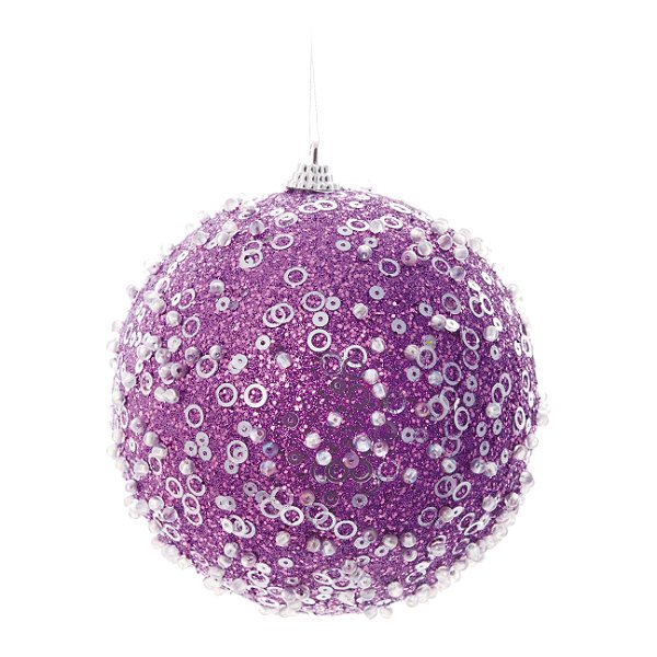 Bolas de Natal Açucarada Roxa 8cm Jogo com 6Un - Bolas Natalinas - Ref 1419892 Cromus