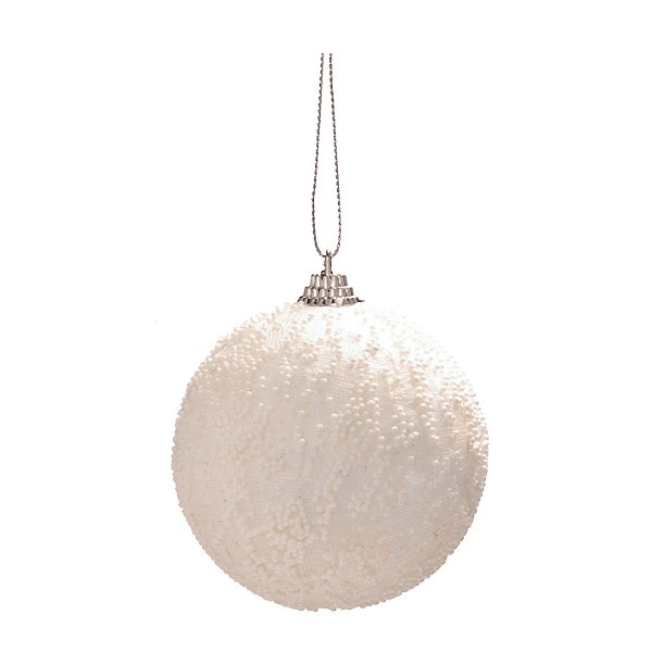 Bolas de Natal Branca 8cm Jogo com 6Un - Bolas Natalinas - Ref 1592373 Cromus