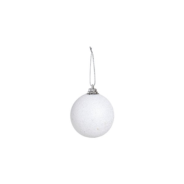 Bolas de Natal Branca com Glitter 4cm Jogo com 12 Un - Bolas Natalinas - Ref 1921462 Cromus